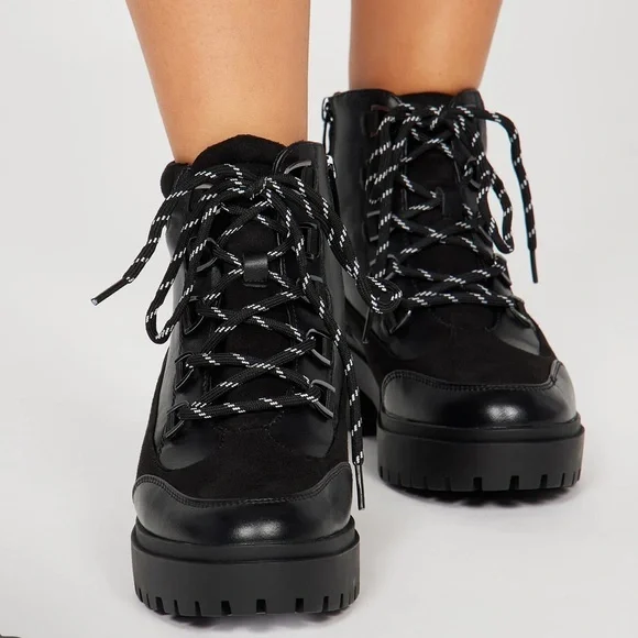 Combat Heeled Boots-Women - Picture 1 of 7